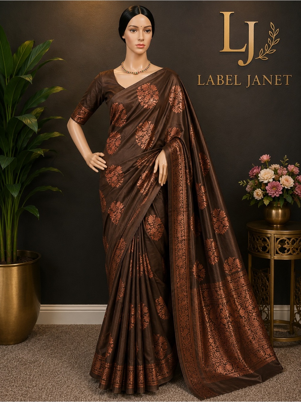 Brand new,unworn gray soft silk saree with stitched blouse